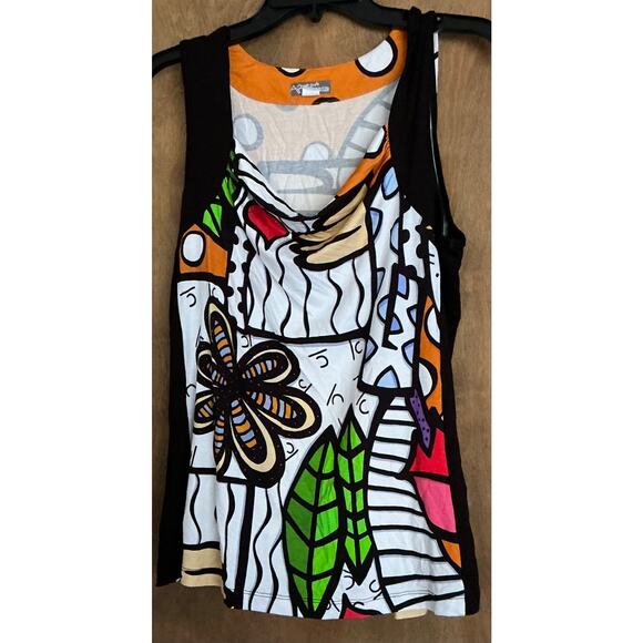 ART Simply Dolcezza Vibrant Sleeveless Women's Abstract Print Blouse L - Picture 1 of 5
